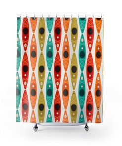 Colorful Kayaks Durable Polyester Shower Curtain. Brighten Up Your Bathroom At Home, At The Cabin, or In The Camper
