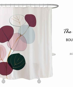 Colorful Leave Flower Shower Curtain, Flora Waterproof Shower Curtain, Abstract Bathroom Set