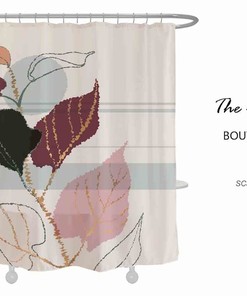 Colorful Leave Flower Shower Curtain, Purple Pink Flora Waterproof Shower Curtain, Abstract Bathroom Set