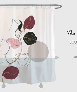 Colorful Leave Shower Curtain, Purple Plant Waterproof Shower Curtain, Abstract Bathroom Set