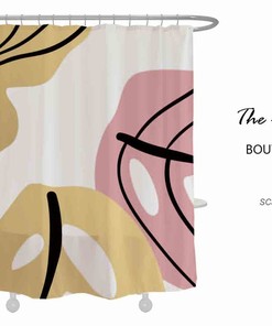 Colorful Leaves Fabric Shower Curtain For Bathroom, Tropical Plant Waterproof Bathroom Curtain