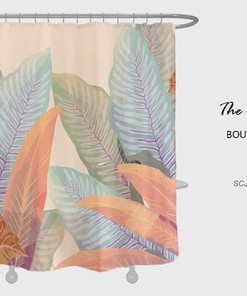 Colorful Leaves Shower Curtain, Boho Leaf Plant Bathroom Decor, Waterproof Washable Bath Curtain