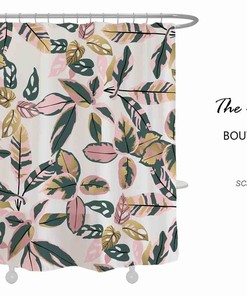 Colorful Leaves Shower Curtain For Bathroom, Tropical Waterproof Shower Curtain, Watertight Curtains Customized