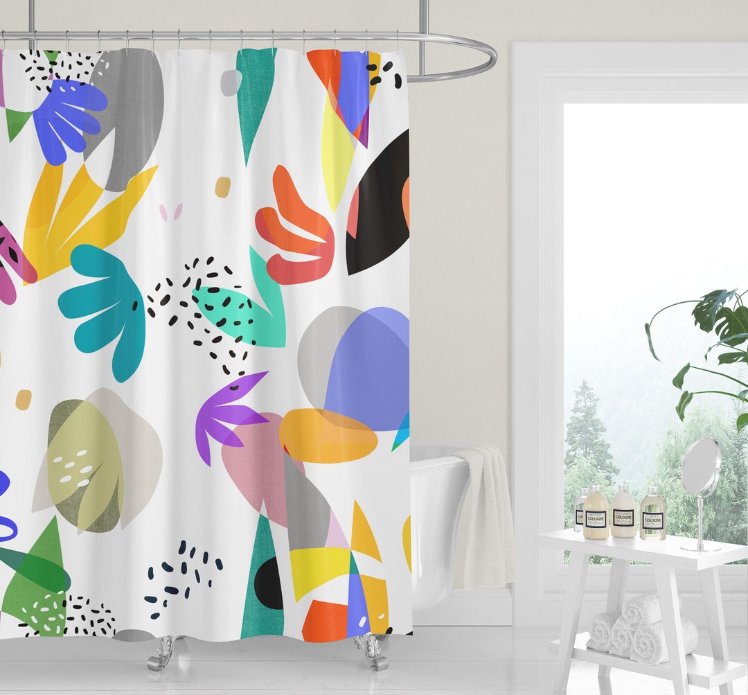 Colorful Mid-Century Shower Curtain Home Decor