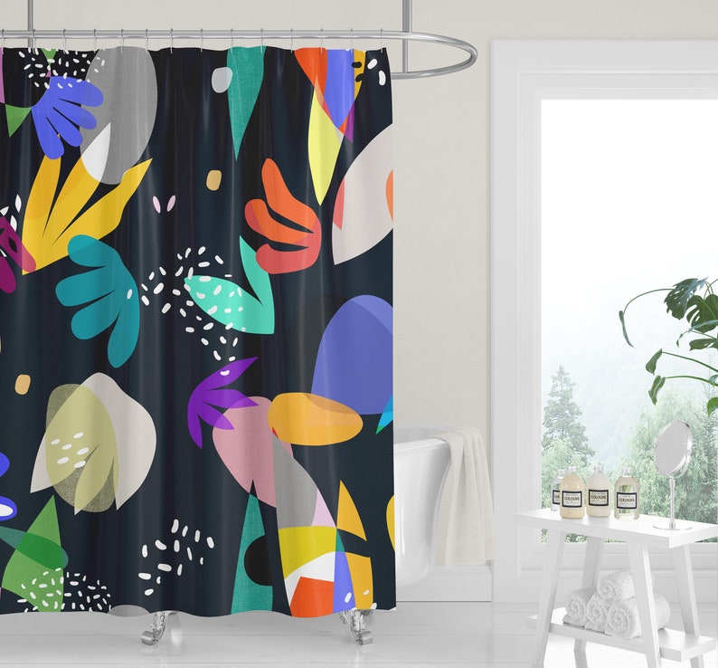 Colorful Mid-Century Shower Curtain Home Decor - Image 2