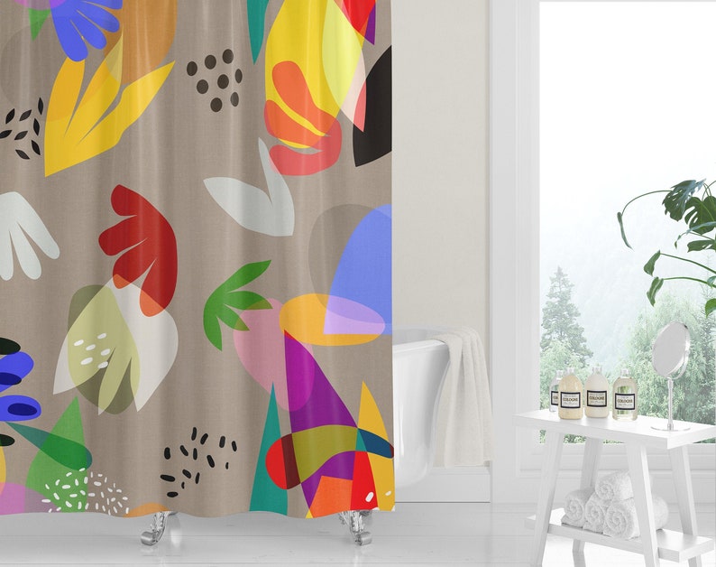 Colorful Mid-Century Shower Curtain Home Decor - Image 3