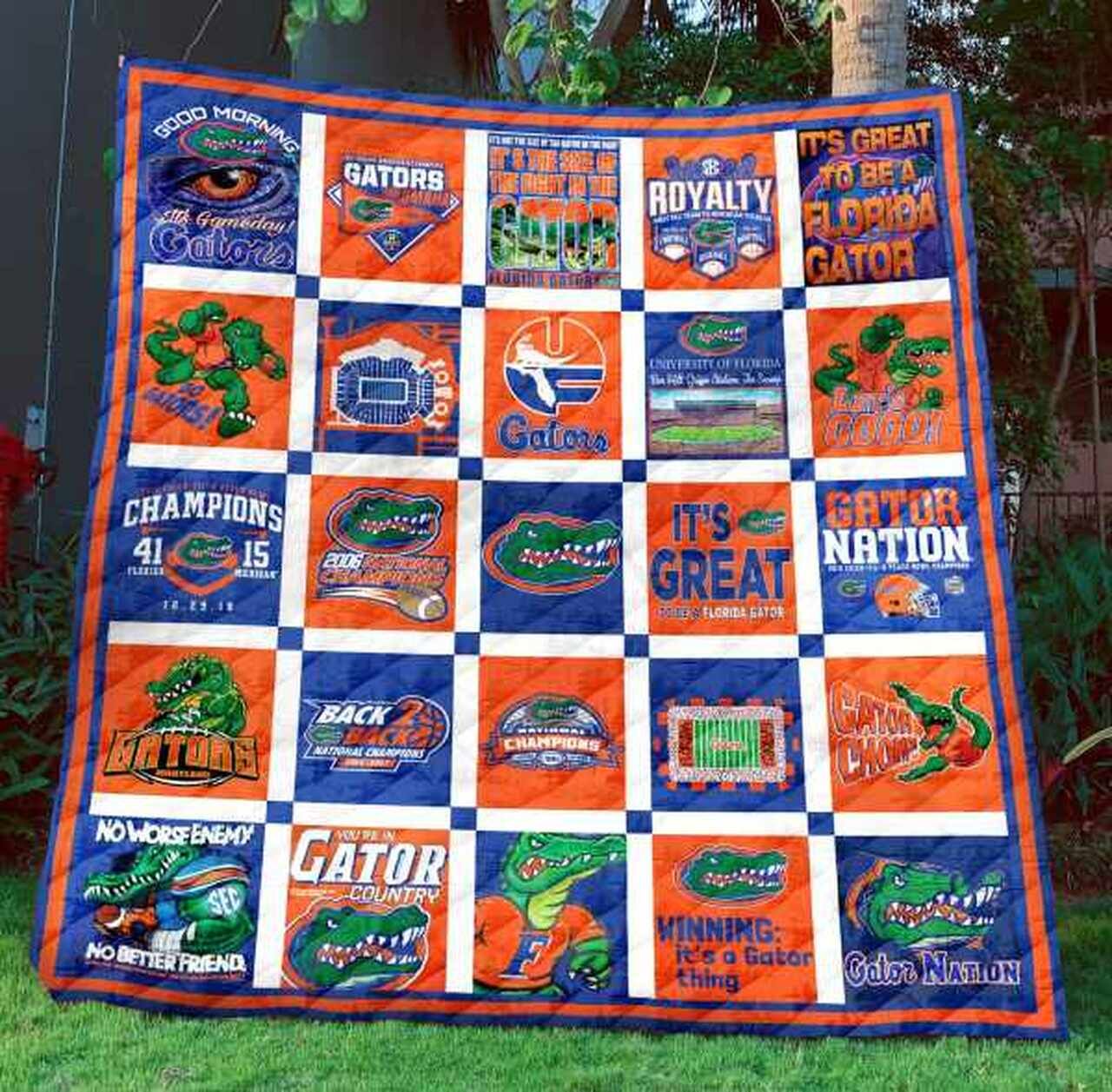 Colorful Ncaa Florida Gators Quilt Blanket Bedding Set