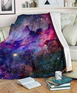 Colorful Nebula Galaxy Space Sherpa Fleece Blanket Gifts for Family, for Couple