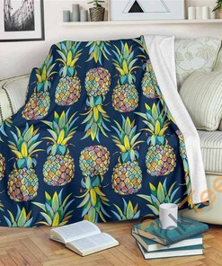 Colorful Pineapple Pattern Sherpa Fleece Blanket Gifts for Family, for Couple
