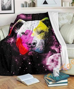 Colorful Pit Bull Sherpa Fleece Blanket Gifts for Family, for Couple