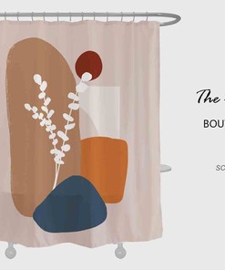 Colorful Plants Natural Tones Shower Curtain, Botanical Earth Tones, Waterproof And Washable Shower Curtain