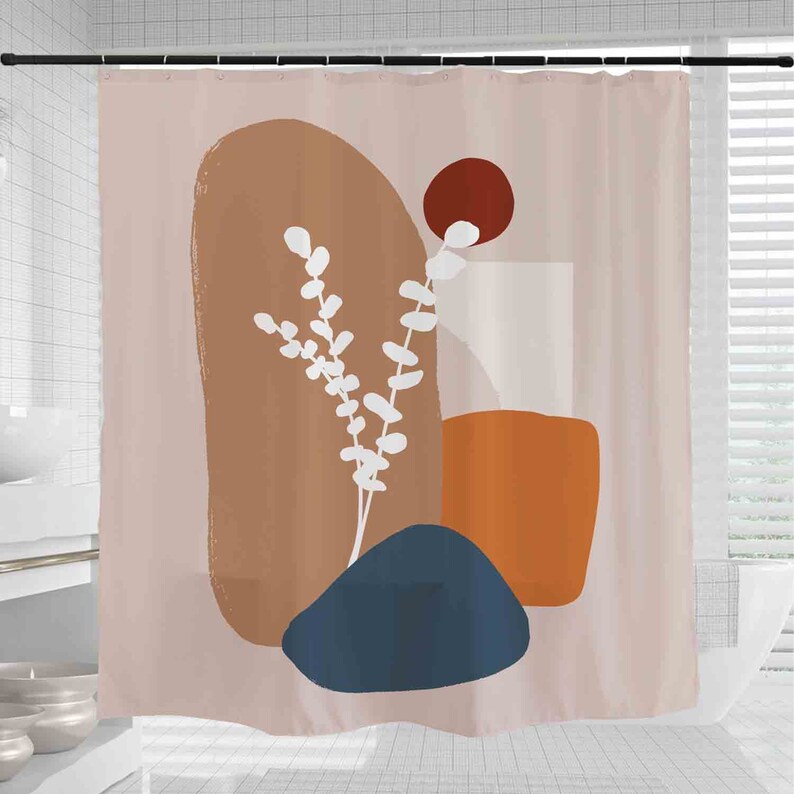 Colorful Plants Natural Tones Shower Curtain, Botanical Earth Tones, Waterproof And Washable Shower Curtain - Image 2