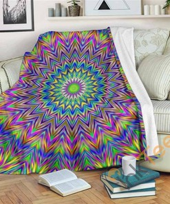 Colorful Psychedelic Optical Illusion Sherpa Fleece Blanket Gifts for Family, for Couple