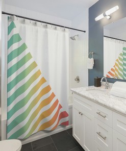 Colorful Retro Shower Curtain, 70s Decor Retro Shower Curtain, Bathroom Decor, Abstract Shower Curtain