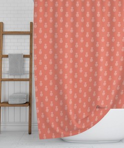Colorful Shower Curtain, Coral Peach Pink Pineapples Bath Curtain, Tropical Bath Decor, Whimsical New Home Decor Gift, Modern Bath Curtain
