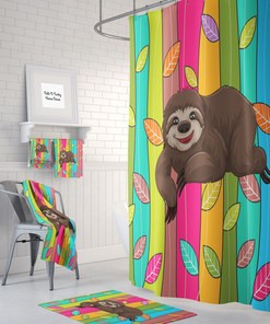 Colorful Sloth Shower Curtain for Bathroom Decor, Home Decor