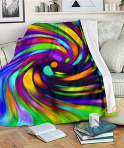 Colorful Spiral Trippy Sherpa Fleece Blanket Gifts for Family, for Couple