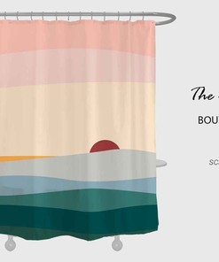 Colorful Sunrise Shower Curtain, Pink Waterproof Shower Curtain, Abstract Bathroom Set Water Repelling