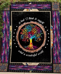 Colorful Tree I Think To Myself What A Wonderful World Quilt Blanket Bedding Set