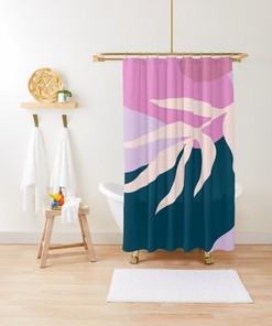 Colorful Tropical Abstract Shower Curtain For Eco-Friendly Boho Bathroom Decor