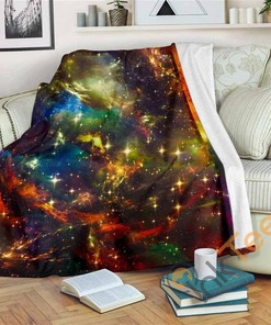 Colorful Universe Galaxy Space Sherpa Fleece Blanket Gifts for Family, for Couple