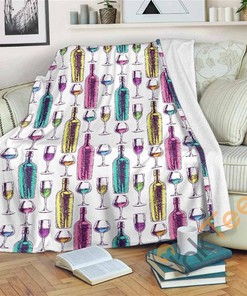 Colorful Wine Sherpa Fleece Blanket Gifts for Family, for Couple