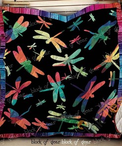 Colorfull Dragonfly Quilt Blanket Bedding Set