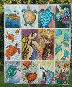 Colorfull Watercolor Turtle Quilt Blanket Bedding Set