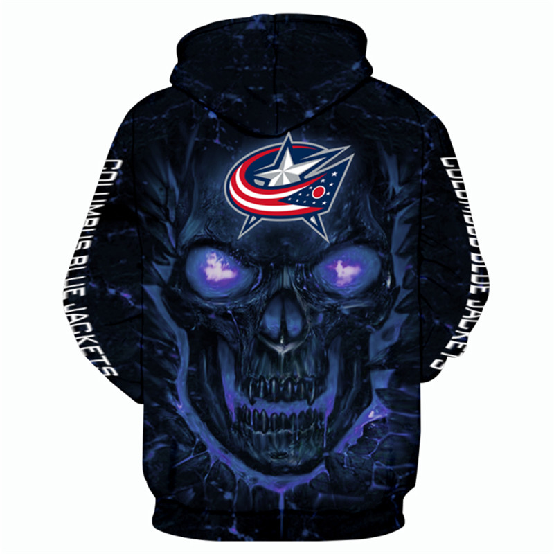 Columbus Blue Jackets Halloween Hoodie 3D Skulls Pullover Nhl - Image 2