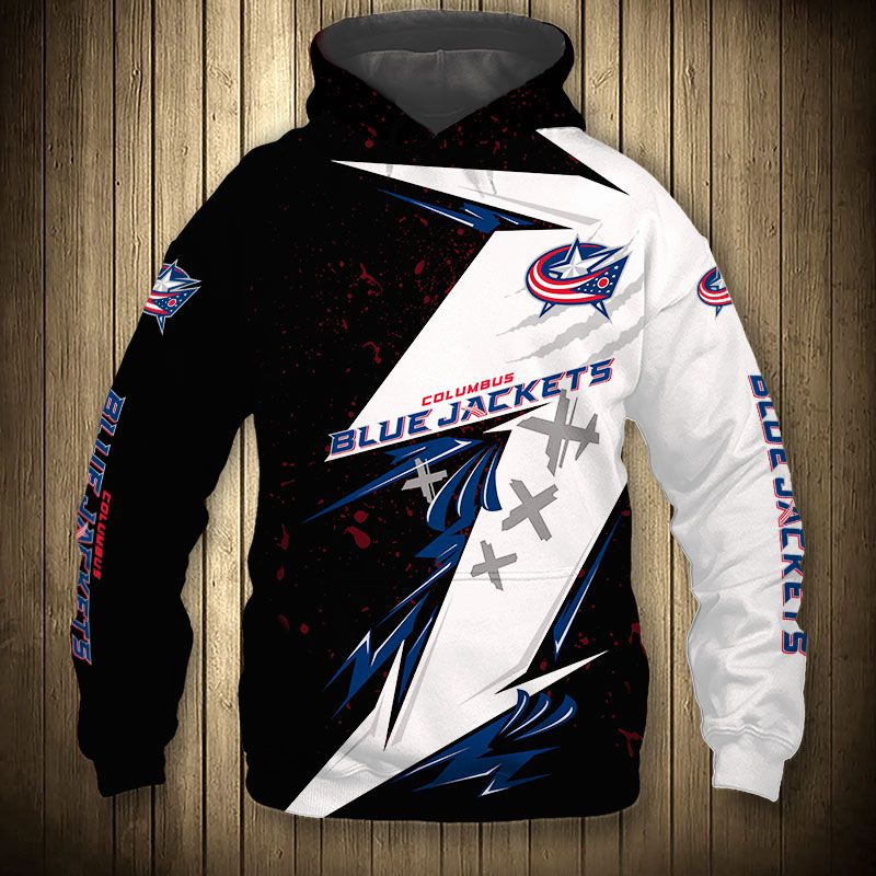 Columbus Blue Jackets Hoodie 3D Thunder Design Pullover Nhl