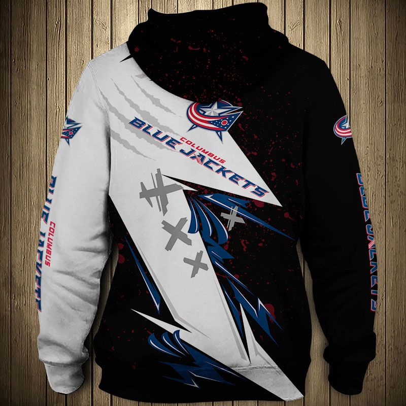 Columbus Blue Jackets Hoodie 3D Thunder Design Pullover Nhl - Image 2