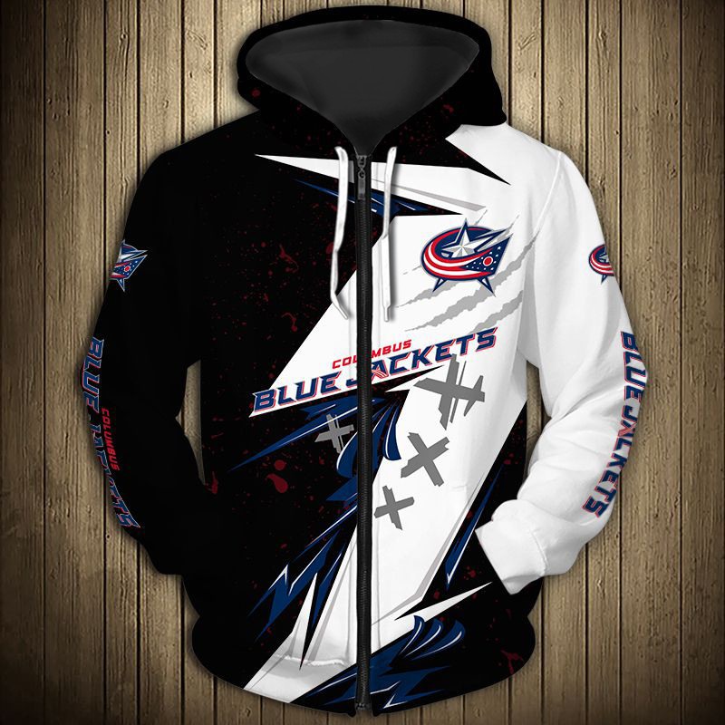 Columbus Blue Jackets Hoodie 3D Thunder Design Pullover Nhl - Image 3