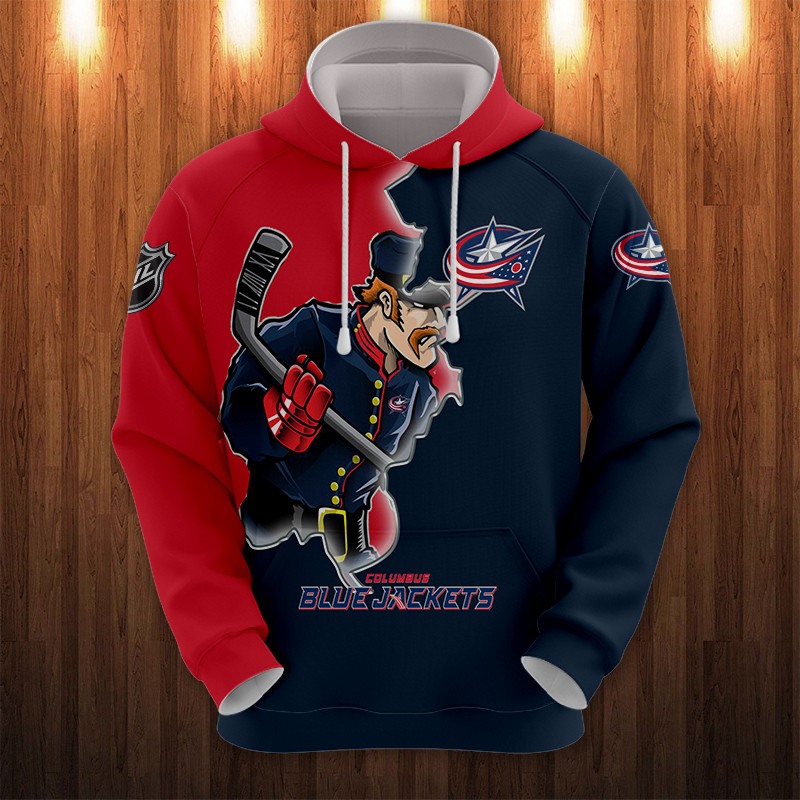 Columbus Blue Jackets Hoodie 3D Zip Hoodie 3D Cartoon Graphic Zip Hoodie for Fan - Image 3