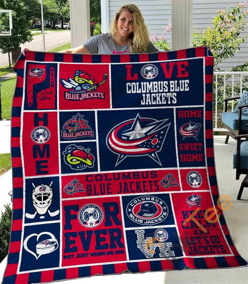 Columbus Blue Jackets Quilt Blanket Bedding Set