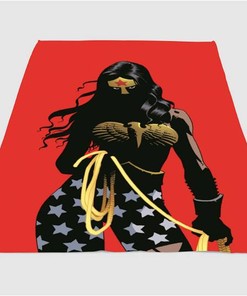 Comic Wonder Woman Look Sherpa Fleece Blanket Gifts for Family, for Couple