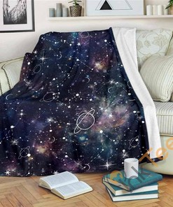 Constellation Galaxy Space Sherpa Fleece Blanket Gifts for Family, for Couple