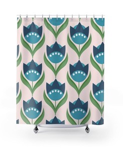 Contemporary Floral Shower Curtain College Dorm Decor, Bathroom Decor