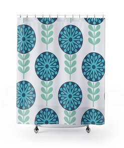 Contemporary Floralm Shower Curtain College Dorm Decor, Floral Design Curtain