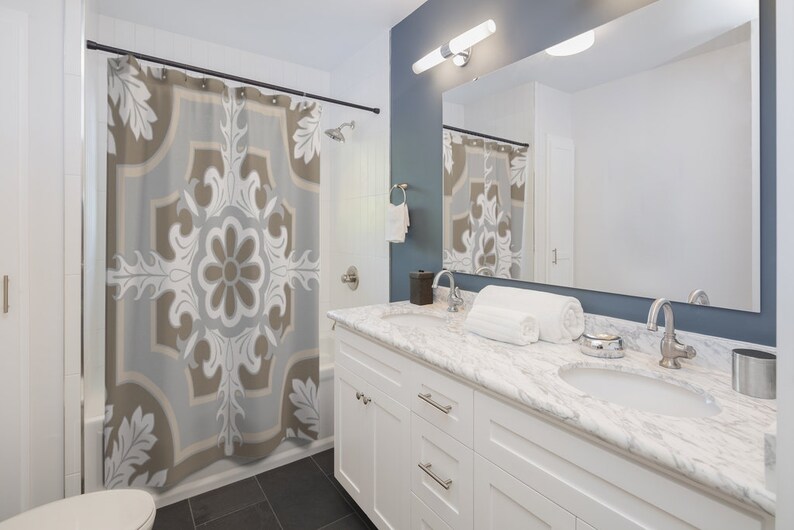 Contemporary Shower Curtain College Dorm Decor, Bathroom Decor - Image 2