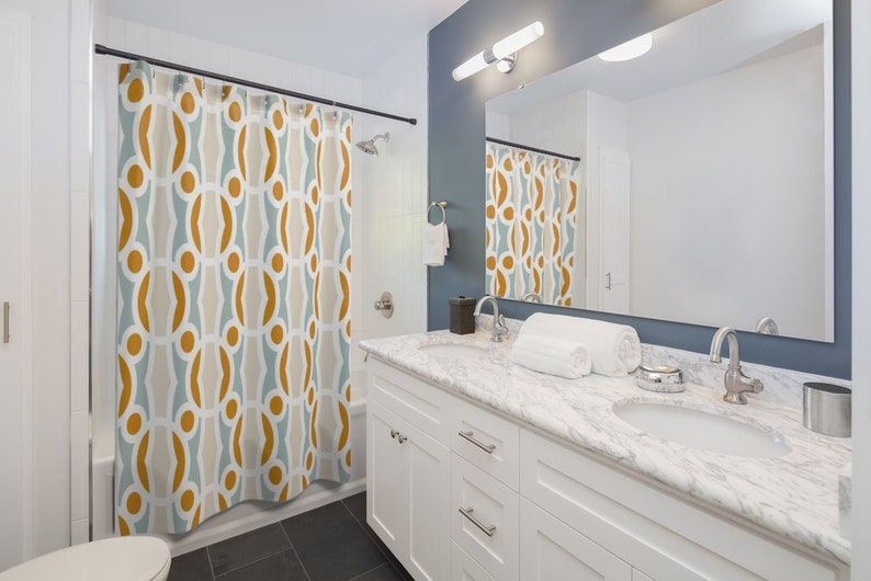 Contemporary Shower Curtain College Dorm Decor, Bathroom Decor, House Warming Gift Bath Curtain - Image 2
