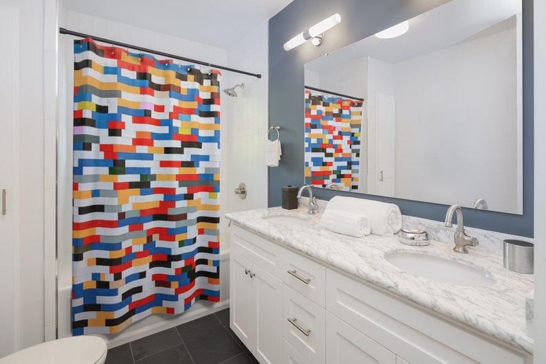 Contemporary Shower Curtain Restroom Decor, Bathroom Decor - Image 2