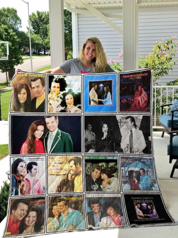 Conway Twitty and Loretta Lynn Quilt Blanket Bedding Set