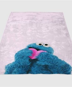 Cookie Monster With Heart Sherpa Fleece Blanket Gifts for Family, for Couple