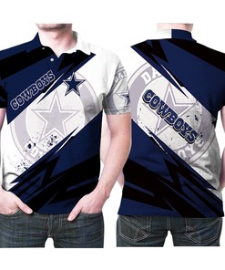 Cool Dallas Cowboys Logo With Pattern Blue And White 3d Printed Gift For Dallas Cowboys Fan Polo Shirt All Over Print Shirt 3d T-shirt