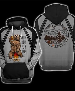 Cool Hoodie 3D Zip Hoodie Bear Beer Shuh Duh Fuh Cup I Hate People Hoodie 3D Zip Hoodie for Fans