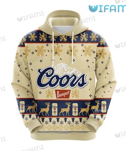 Coors Banquet Hoodie 3D Reindeer Snowflakes Beer Lovers Gift