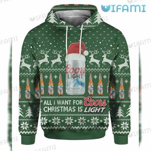 Coors Light Hoodie 3D All I Want For Christmas Is Coors Light Beer Lovers Gift - Image 2