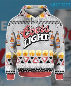 Coors Light Hoodie 3D Beer Bottle Pattern Gift For Beer Lovers