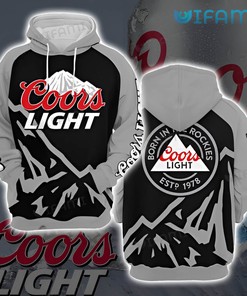 Coors Light Hoodie 3D Black Grey Beer Lovers Gift