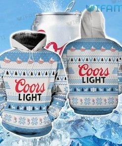 Coors Light Hoodie 3D Reindeer Pattern Beer Lovers Gift